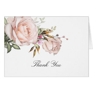 Vintage Pink Rose Floral Thank You