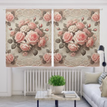 Vintage Pink Rose Floral with Lace Border