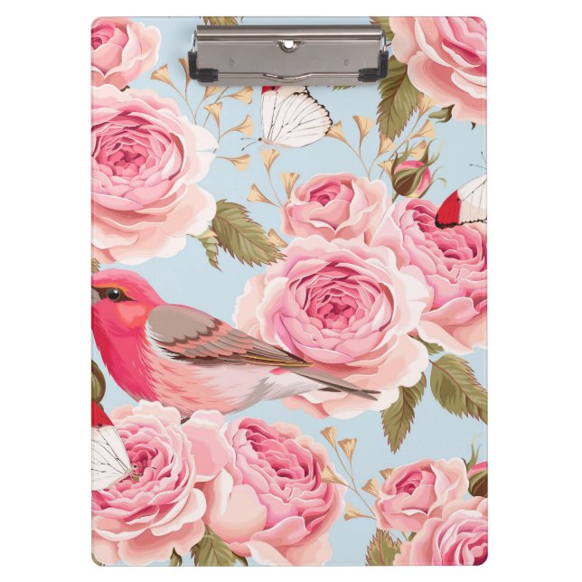 Vintage Pink Rose Flower | Flower Clipboard (Front)
