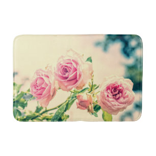 Vintage Pink rose flowers Bath Mat