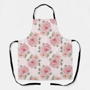 Vintage pink rose garden cottage floral pattern apron