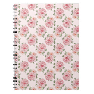Vintage pink rose garden cottage floral pattern notebook