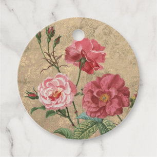 Vintage Pink Rose Garden Flower Floral Favour Tags