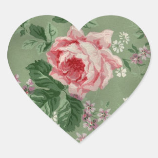 Vintage Pink Rose Heart Sticker