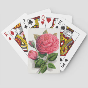 Vintage Pink Rose Illustration Playing Cards