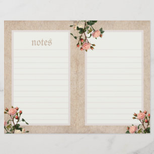 Vintage Pink Rose Journal Page