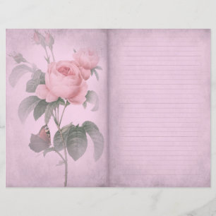 Vintage Pink Rose Journal Scrapbook Paper