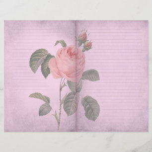 Vintage Pink Rose Journal Scrapbook Paper