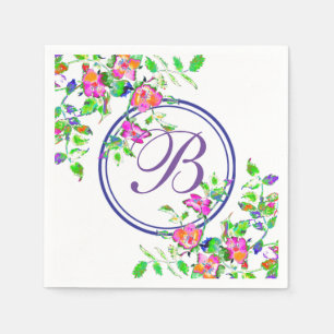 Vintage pink Rose - monogram Napkin