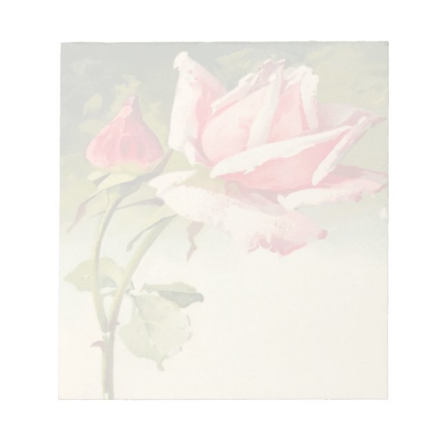 Vintage Pink Rose Notepad (Front)