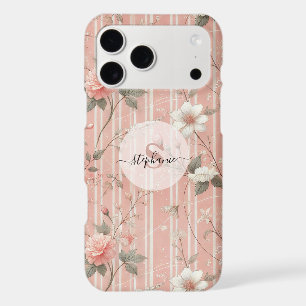 Vintage Pink Rose on Striped Pink Background