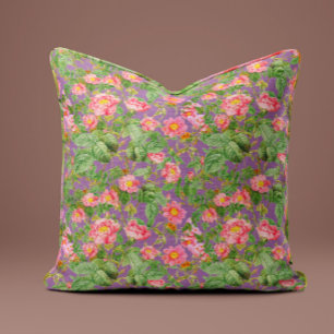 Vintage Pink Rose Pillow in Lavender Garden