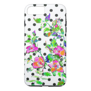 Vintage Pink Rose  polka-dots iPhone 8 Plus/7 Plus Case