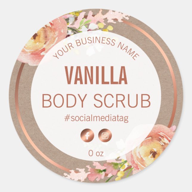 Vintage Pink Rose Product Labels (Front)