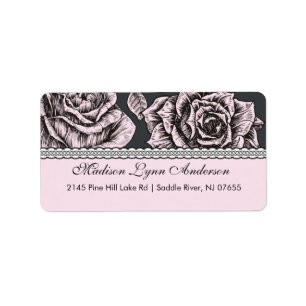 Vintage Pink Rose Return Address Label