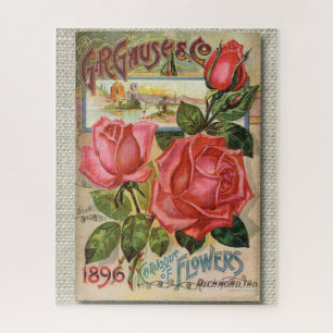 Vintage Pink Rose Seed Packet Jigsaw Puzzle