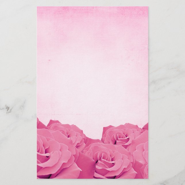 Vintage Pink Rose Stationery (Front)