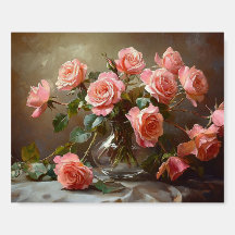 Vintage pink rose vase