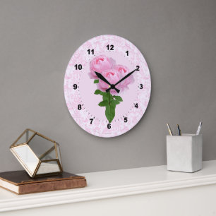 Vintage Pink Rose Wall Clock
