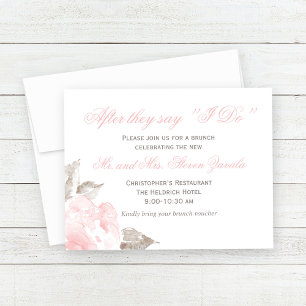 Vintage Pink Rose Wedding Brunch Invitation