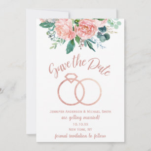 Vintage Pink Rose Wedding Ring Save the Date