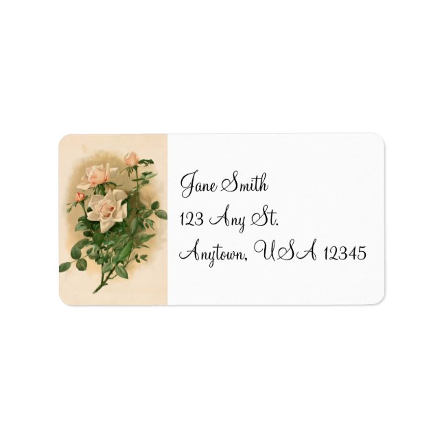 Vintage Pink Roses Address Labels (Front)