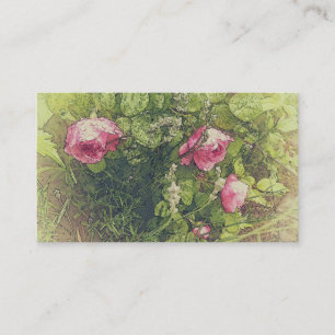 Vintage pink roses and lavender Romantic Floral Business Card