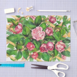 Vintage Pink Roses Art Tissue Paper