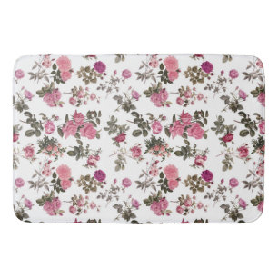 Vintage Pink Roses Bath Mat