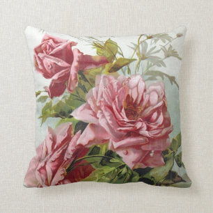 Vintage Pink Roses Bouquet Cushion