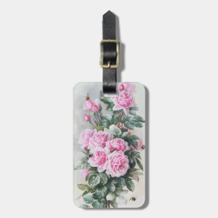 Vintage Pink Roses Bouquet Luggage Tag