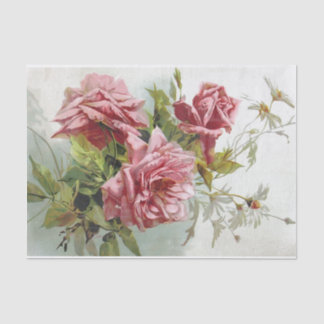 Vintage Pink Roses Bouquet Tissue Paper