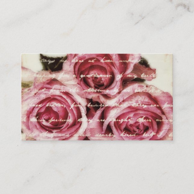 Vintage Pink Roses Business Card (Front)