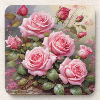 Vintage Pink Roses Coaster
