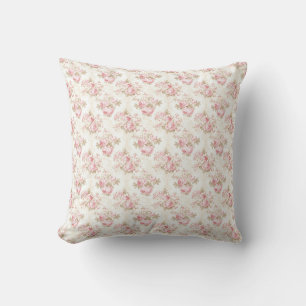 Vintage Pink Roses Coquette Cushion