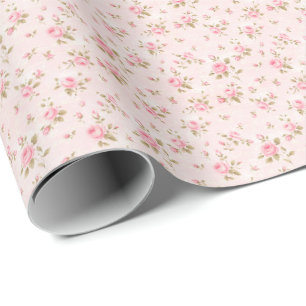 Vintage Pink Roses Coquette Wrapping Paper