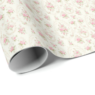 Vintage Pink Roses Coquette Wrapping Paper