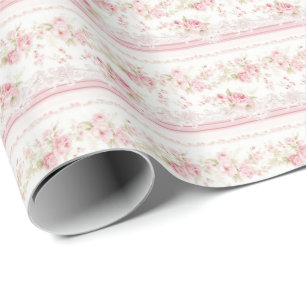 Vintage Pink Roses Coquette Wrapping Paper