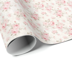 Vintage Pink Roses Coquette Wrapping Paper