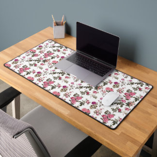 Vintage Pink Roses Desk Mat