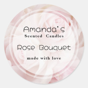 Vintage Pink Roses Elegant Bouquet Candle Biz Classic Round Sticker
