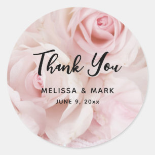 Vintage Pink Roses Elegant Bouquet Classic Round Sticker