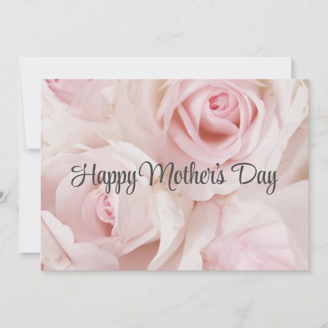 Vintage Pink Roses Elegant Bouquet Mother's Day Card (Front)