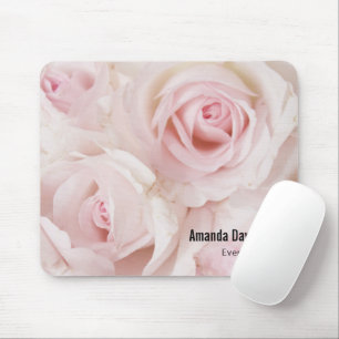 Vintage Pink Roses Elegant Bouquet Mouse Mat