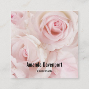 Vintage Pink Roses Elegant Bouquet Square Business Card