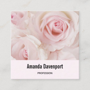 Vintage Pink Roses Elegant Bouquet Square Business Card