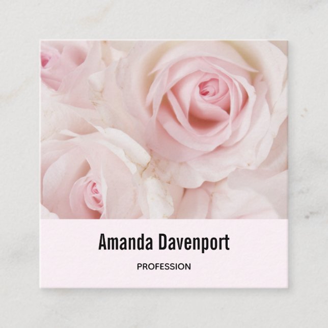 Vintage Pink Roses Elegant Bouquet Square Business Card (Front)
