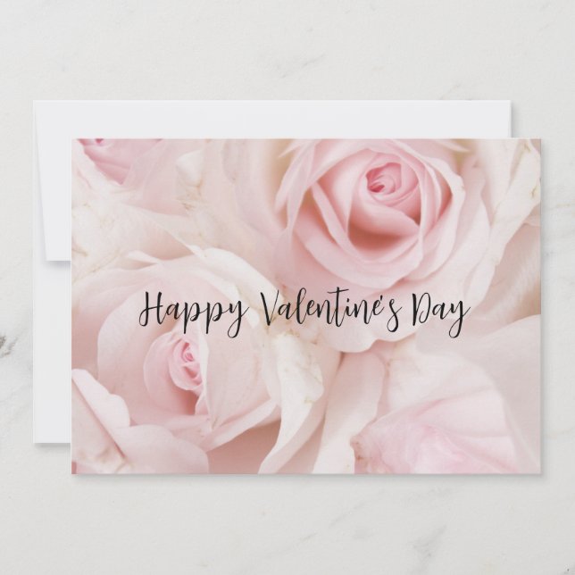 Vintage Pink Roses Elegant Bouquet Valentine's Day Card (Front)