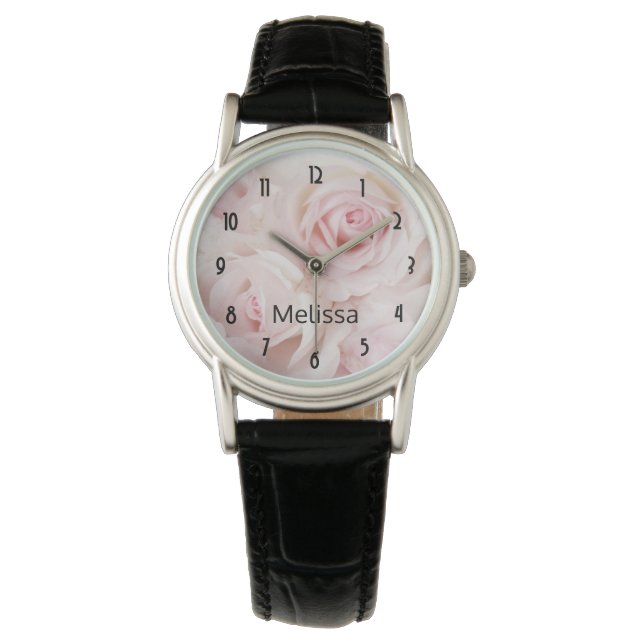 Vintage Pink Roses Elegant Bouquet Watch (Front)