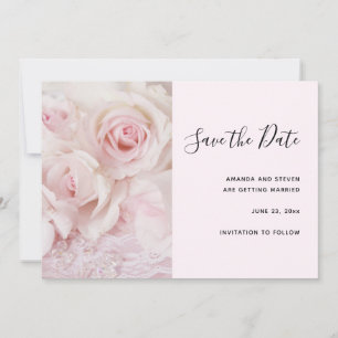 Vintage Pink Roses & Elegant Lace Save The Date